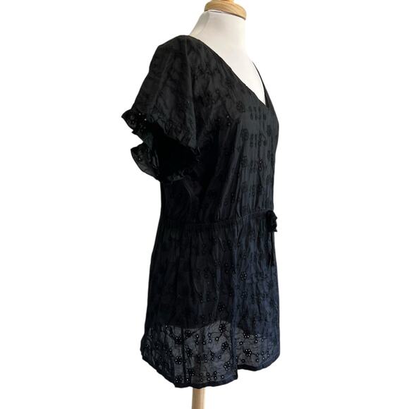 COUTURE Black Eyelet Swimsuit Cover Up Tunic Dress Pool Beach Resort Wear 1X XL - Picture 2 of 5